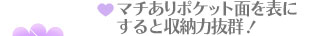 マチありポケット面を表にすると収納力抜群！